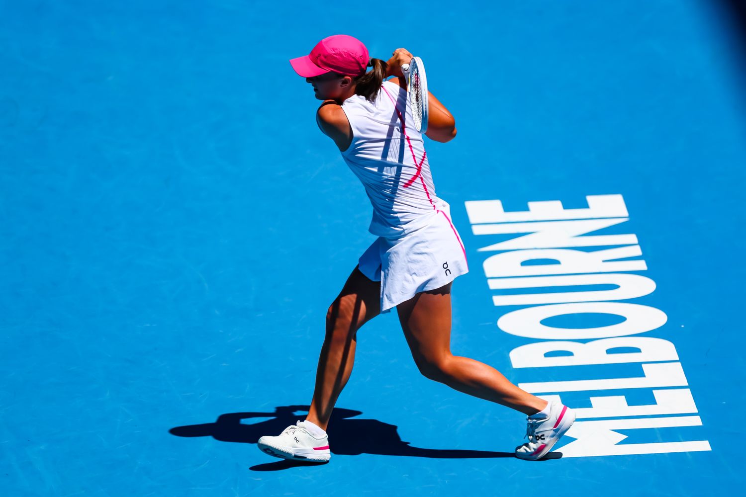 Iga Swiatek hits a shot during the 2024 Australian Open.